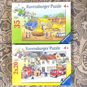 Ravensburger Puzzles: 35 pc “Busy Builders” & 2 X 20 pcs “With the Fire Brigade”
